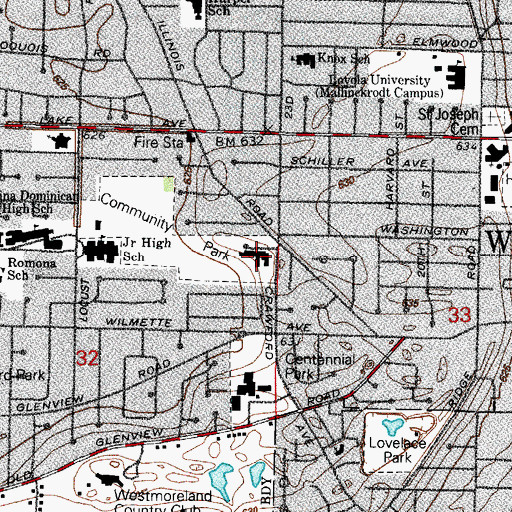 Topographic Map of Highcrest Middle School, IL