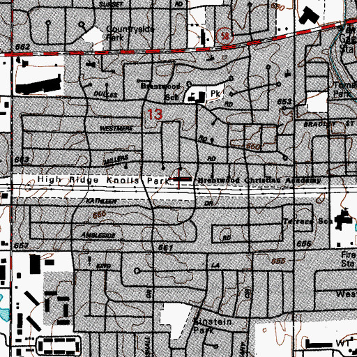 Topographic Map of High Ridge Knolls School, IL