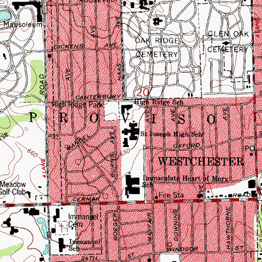 Topographic Map of Westchester Intermediate School, IL