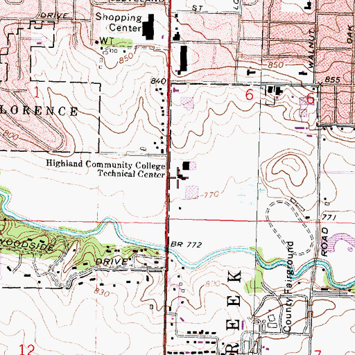 Topographic Map of Highland Community College Technical Center, IL