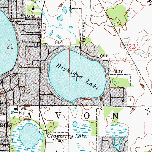 Topographic Map of Highland Lake, IL