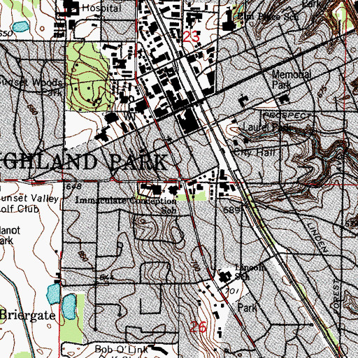 Topographic Map of Highland Park, IL