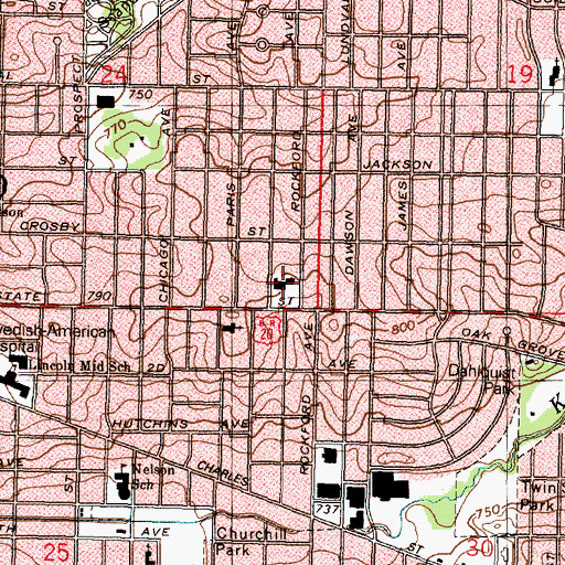 Topographic Map of Highland School, IL