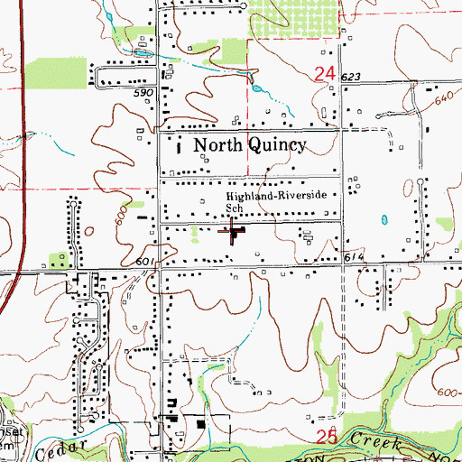 Topographic Map of Highland-Riverside School, IL