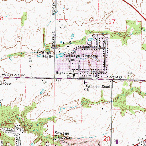 Topographic Map of Highview Church, IL