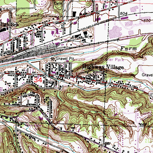 Topographic Map of Highway Village, IL