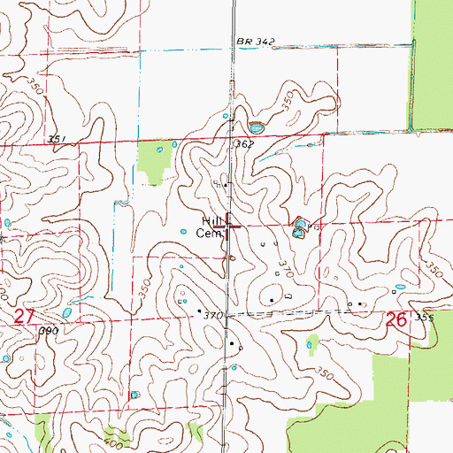 Topographic Map of Hill Cemetery, IL