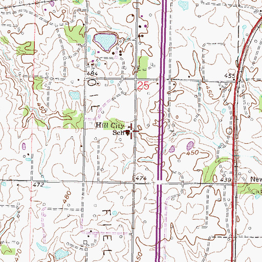 Topographic Map of Hill City School, IL