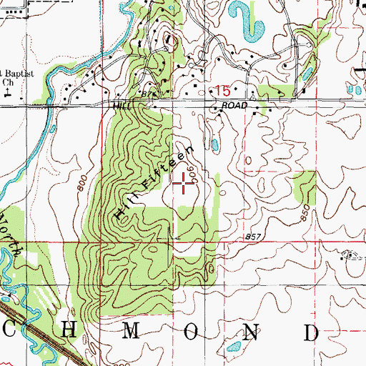 Topographic Map of Hill Fifteen, IL
