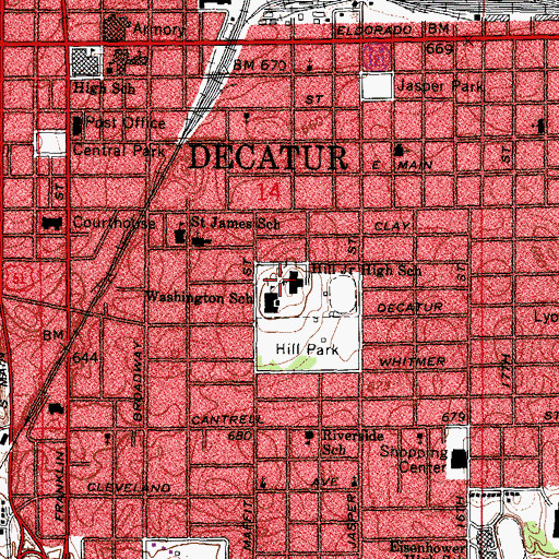 Topographic Map of Johns Hill Magnet School, IL