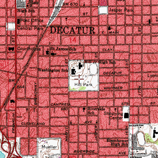 Topographic Map of Hill Park, IL