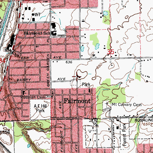 Topographic Map of Hill School, IL