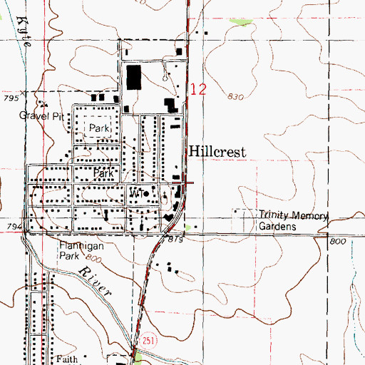 Topographic Map of Hillcrest, IL