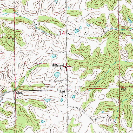Topographic Map of Hillcrest Church, IL
