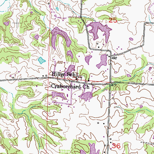Topographic Map of Hiller School, IL