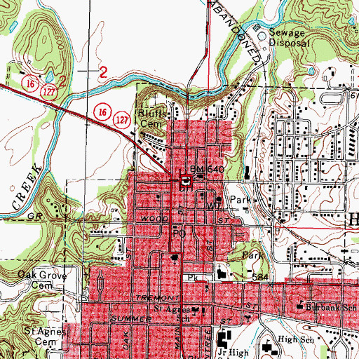 Topographic Map of Hillsboro, IL