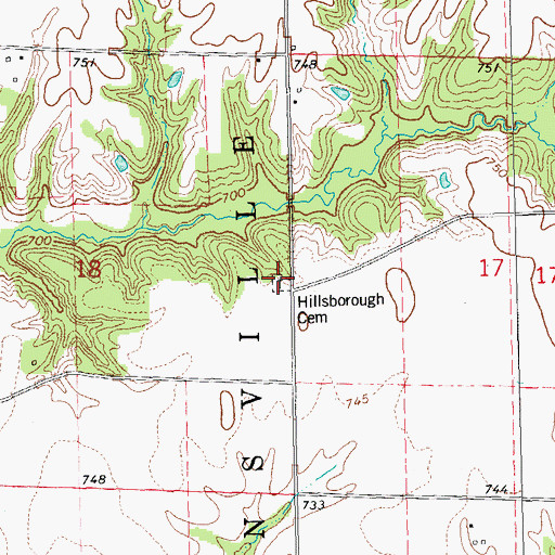 Topographic Map of Hillsborough Cemetery, IL