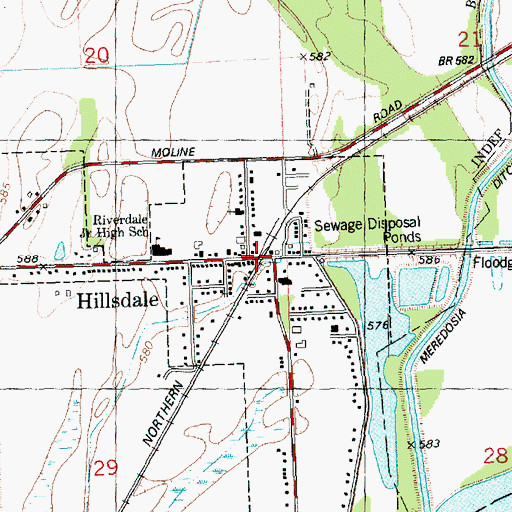 Topographic Map of Hillsdale, IL