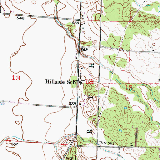 Topographic Map of Hillside School, IL