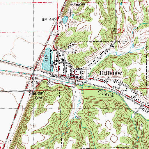 Topographic Map of Hillview, IL