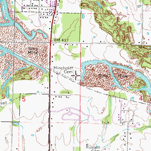 Topographic Map of Hinchcliff Cemetery, IL