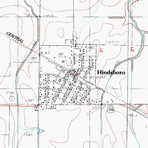 Topographic Map of Hindsboro, IL