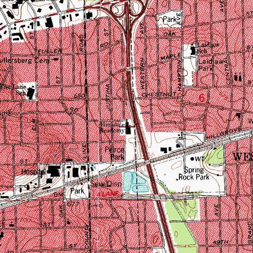 Topographic Map of Hinsdale Academy, IL