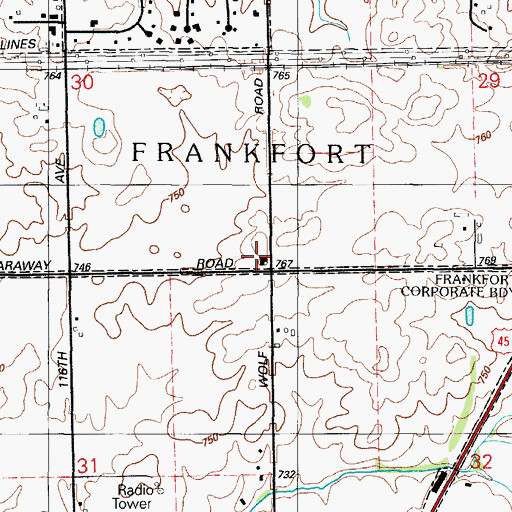 Topographic Map of Hinspeter School (historical), IL