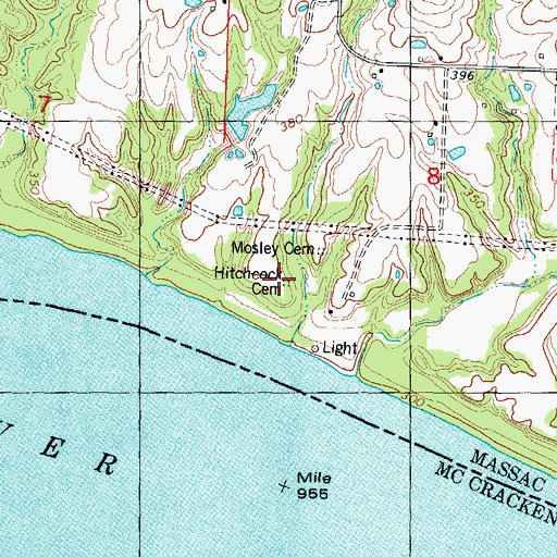 Topographic Map of Hitchcock Cemetery, IL