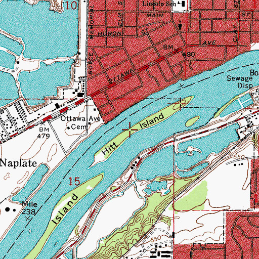 Topographic Map of Hitt Island, IL