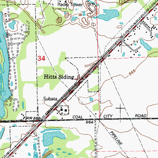 Topographic Map of Hitts Siding, IL