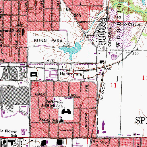 Topographic Map of Hobbs Park, IL