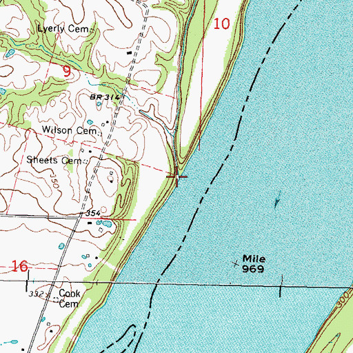 Topographic Map of Hodges Creek, IL