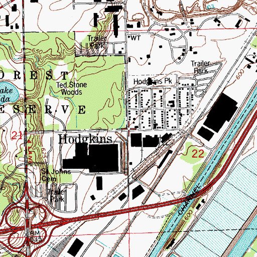 Topographic Map of Hodgkins, IL
