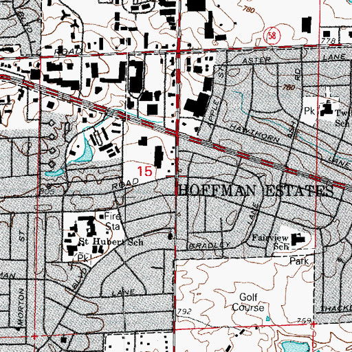 Topographic Map of Hoffman Estates, IL