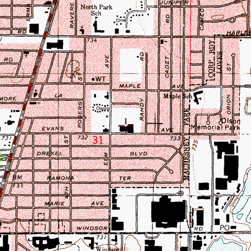 Topographic Map of Hoffman Middle School, IL