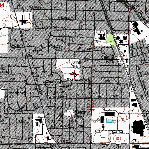 Topographic Map of Hoffman School, IL