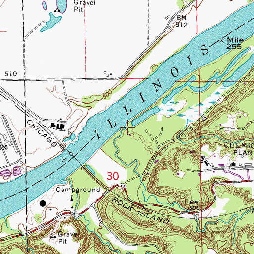 Topographic Map of Hog Run, IL