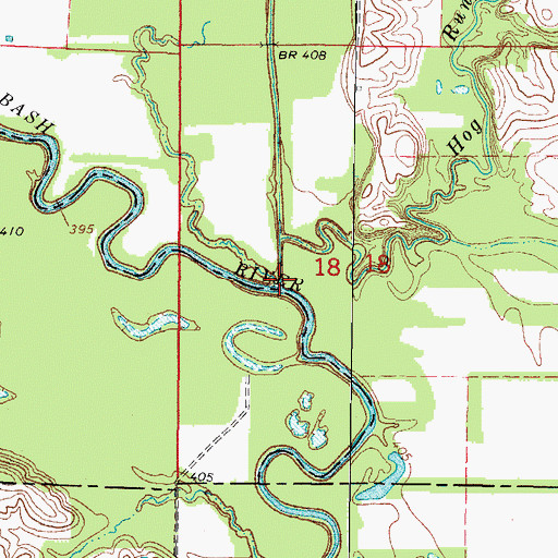 Topographic Map of Hog Run Creek, IL