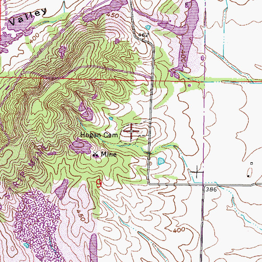 Topographic Map of Hogan Cemetery, IL