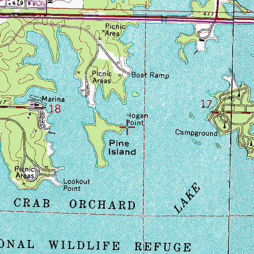 Topographic Map of Hogan Point, IL