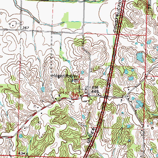Topographic Map of Hogendobler Cemetery, IL