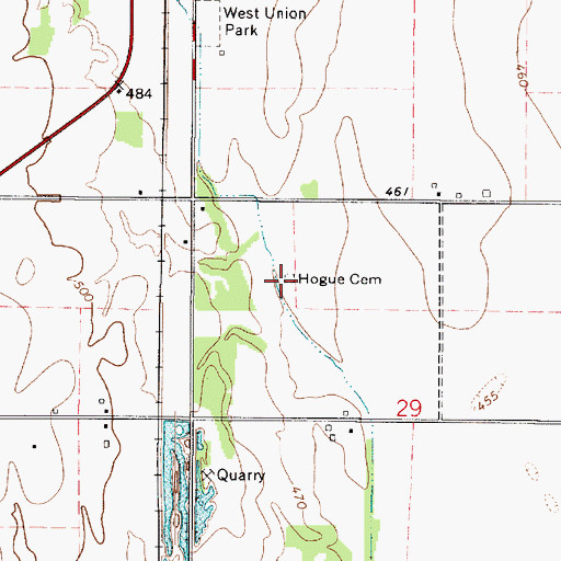 Topographic Map of Hogue Cemetery, IL