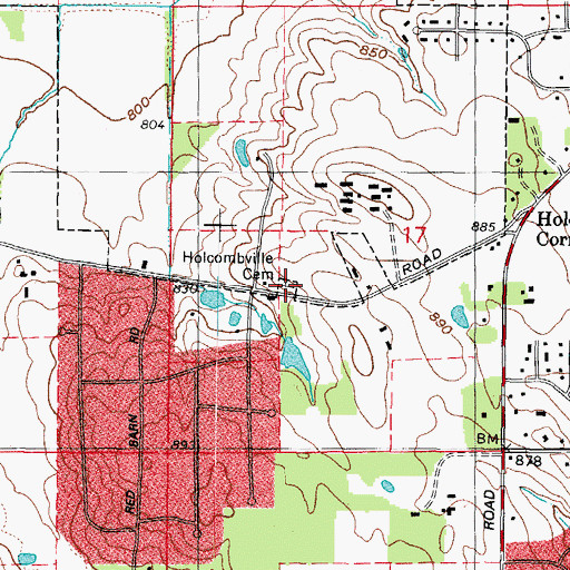 Topographic Map of Holcombville Cemetery, IL