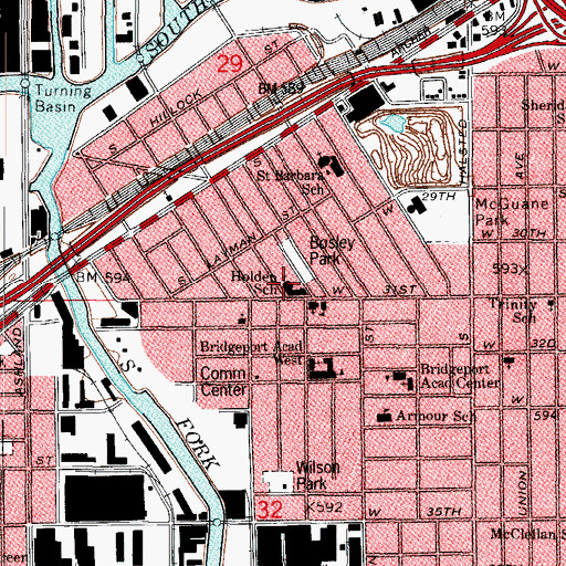 Topographic Map of Holden Elementary School, IL