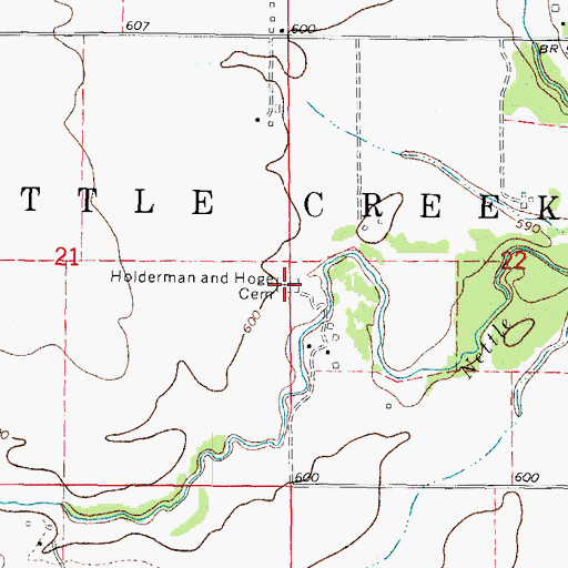 Topographic Map of Holderman and Hoge Cemetery, IL