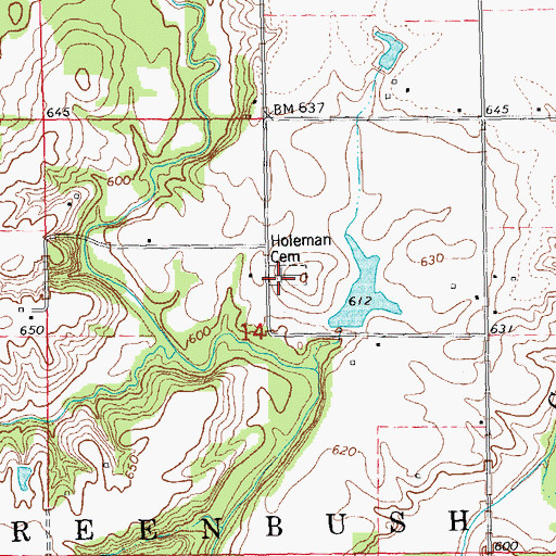Topographic Map of Holeman Cemetery, IL