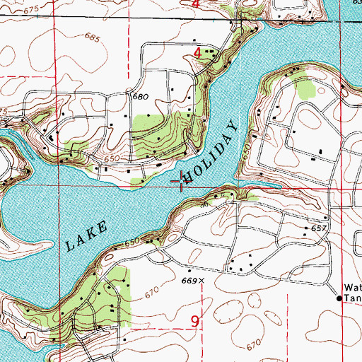 Topographic Map of Lake Holiday, IL