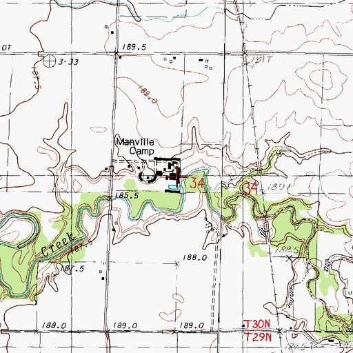 Topographic Map of Manville Camp, IL