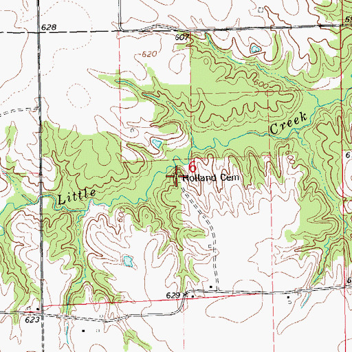 Topographic Map of Holland Cemetery, IL